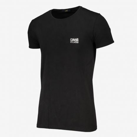 CAVALLI CLASS Ανδρικό Κοντομάνικο T-shirt με Λογότυπο Μαύρο, QXO03AJD003