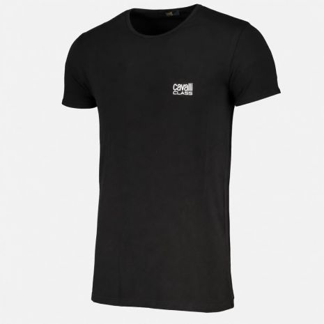CAVALLI CLASS Ανδρικό Κοντομάνικο T-shirt με Λογότυπο Μαύρο, QXO03AJD003